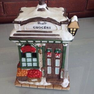 Vintage Christmas Village D & D Grocers Hand Painted